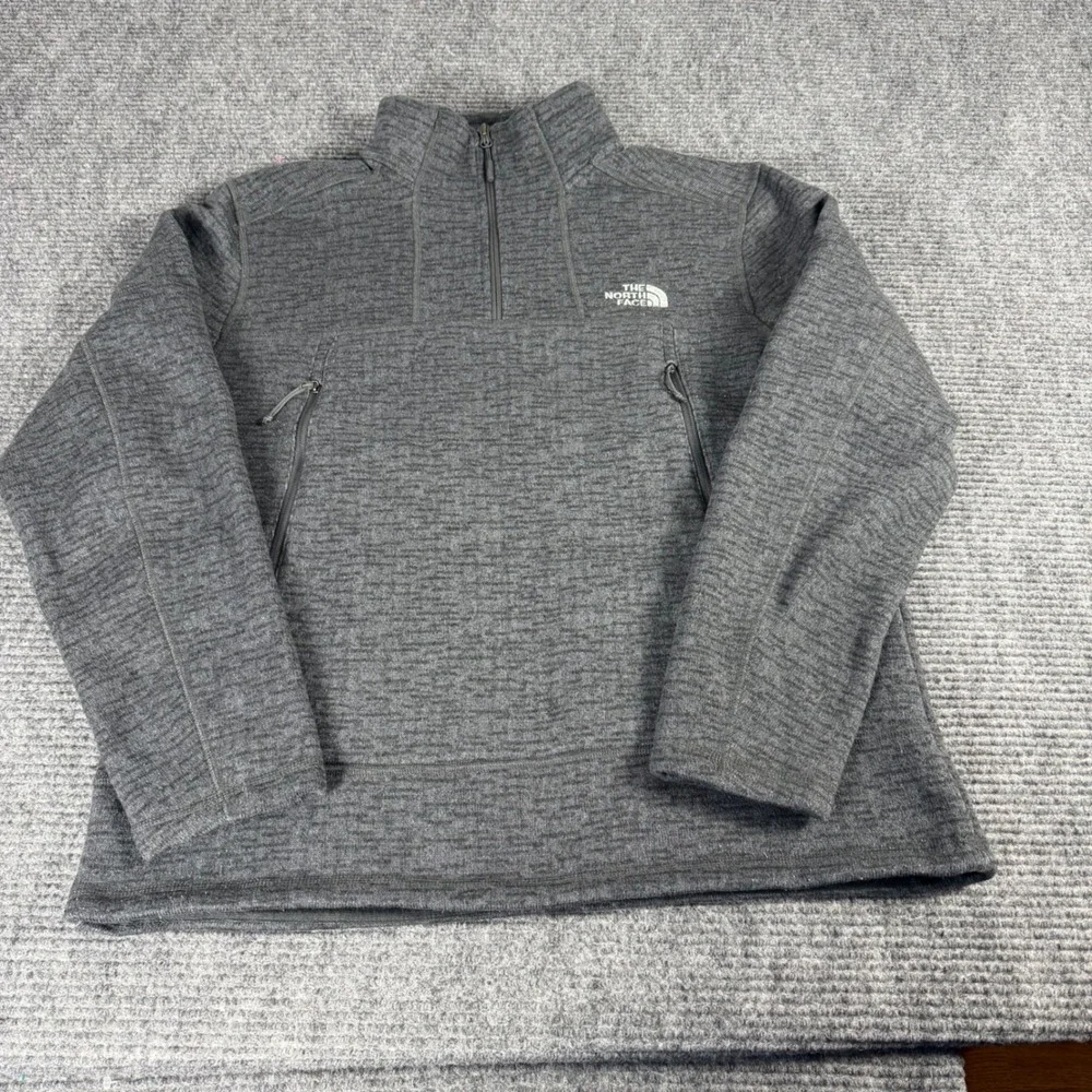 The North Face Mens XL Gordon Lyons 1/4 Zip Sweater Fleece Pullover Grey Heather